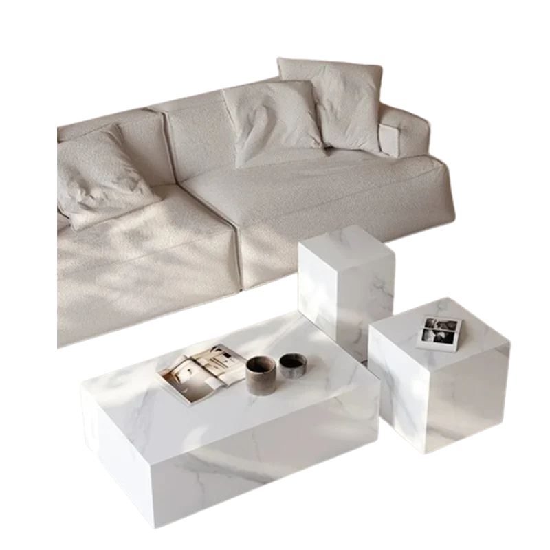 Marble Side Table Minimalist Modern — White | KIMLUD
