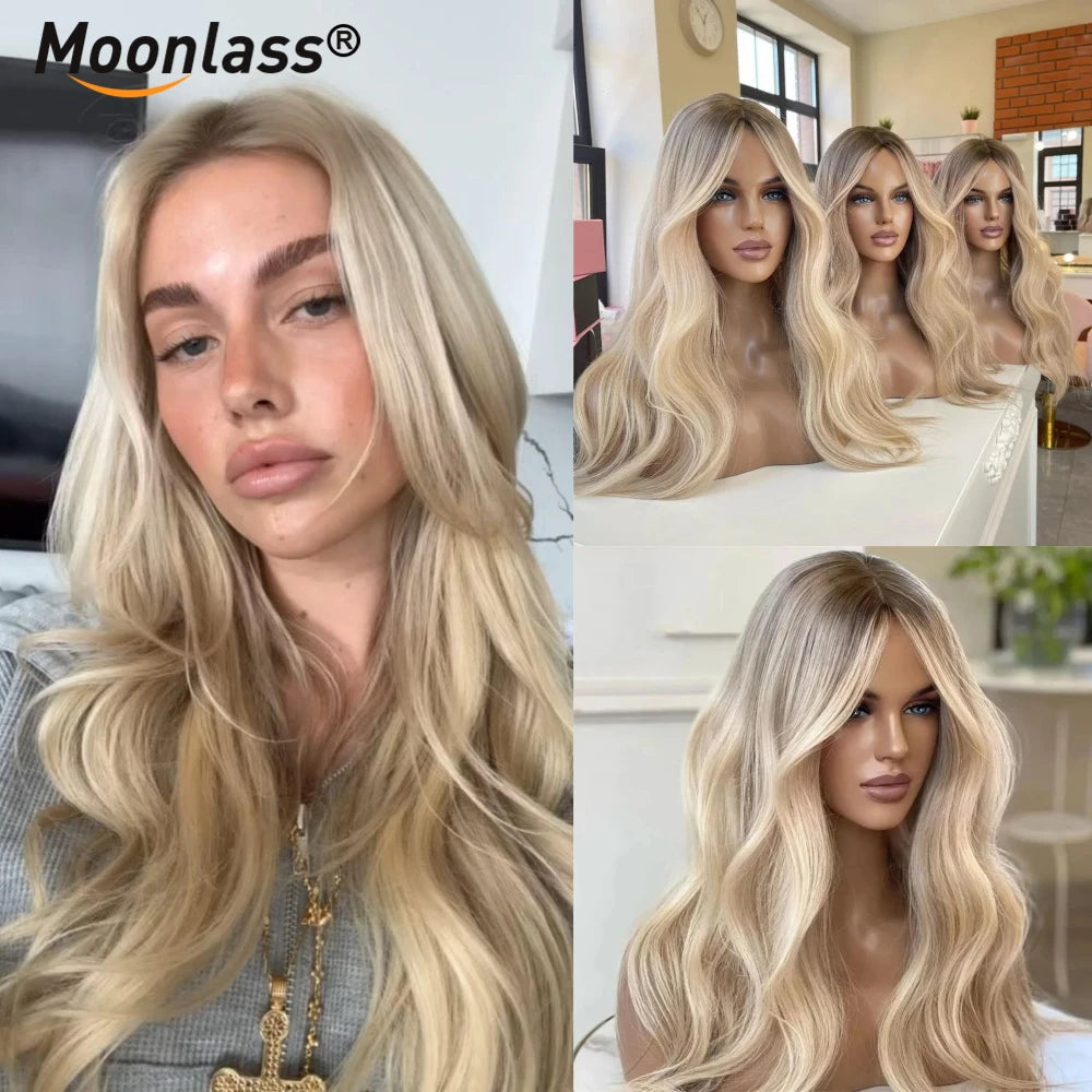 Lace Front Wig – Body Wave – Human Hair – Champagne Platinum | KIMLUD