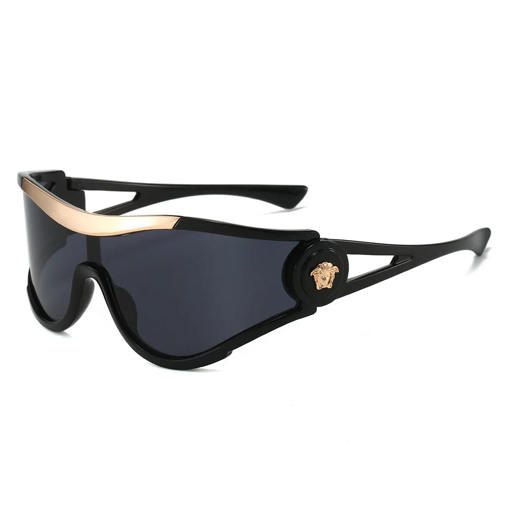 Plastic Oversized Sunglasses Solid — Gold | KIMLUD