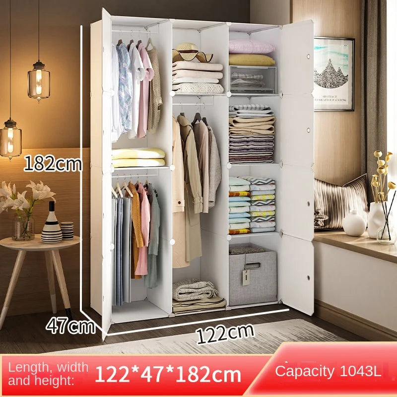 Plastic Wardrobe Collapsible with Large Space — White | KIMLUD