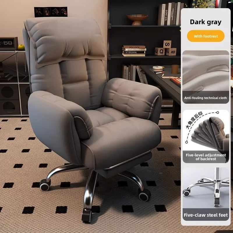 Ergonomic Tech Cloth Gaming Chair Reclining With Adjustable Lumbar Support — Charcoal Gray | KIMLUD