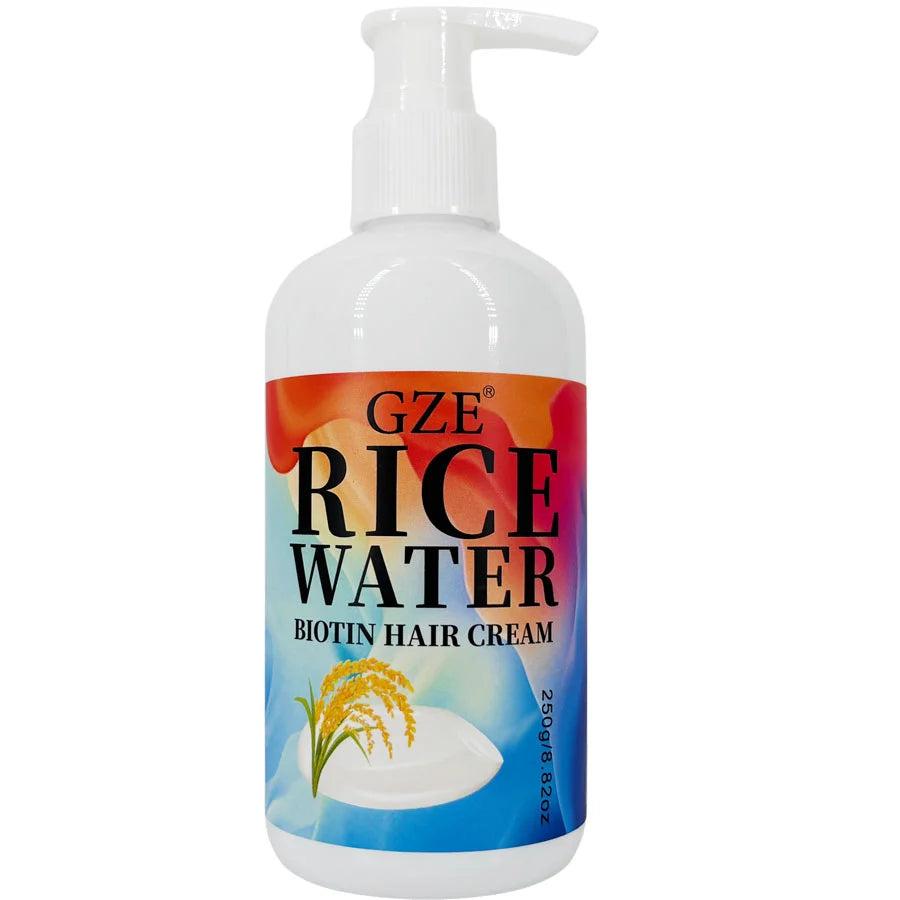GZE Rice Water Biotin Hair Cream Strong Hair Deep Hydrating Moisturizing For All Hair Types