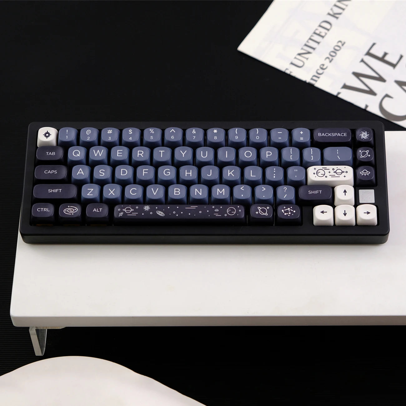 MOA Profile PBT Key caps White Milky Way Five Sided Dye Sublimation Keycaps for Cherry Gateron MX Switches Mechanical Keyboard