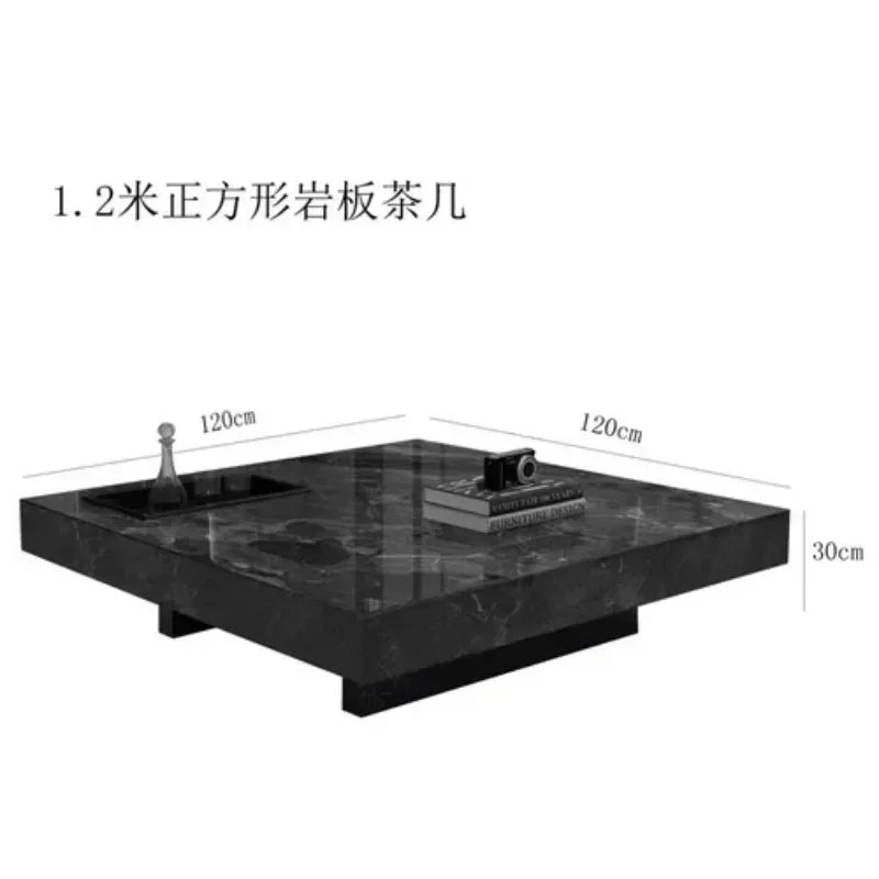 Marble Top Coffee Table Rectangular Frame — Charcoal Gray | KIMLUD