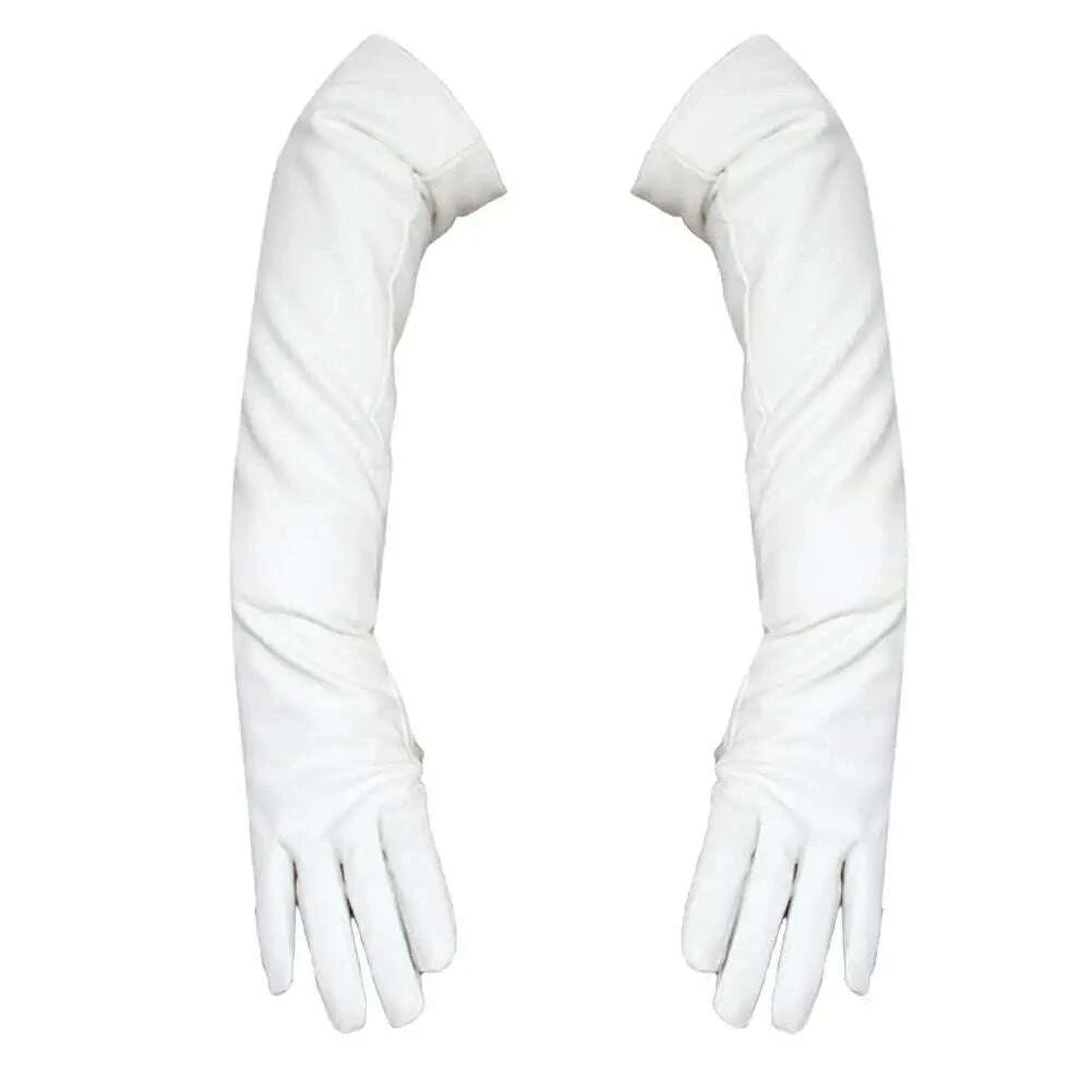 KIMLUD, Full Finger Gloves Windproof Dress Gloves Faux Leather Long Arm Gloves Costume Gloves For Dating Gifts, KIMLUD Womens Clothes