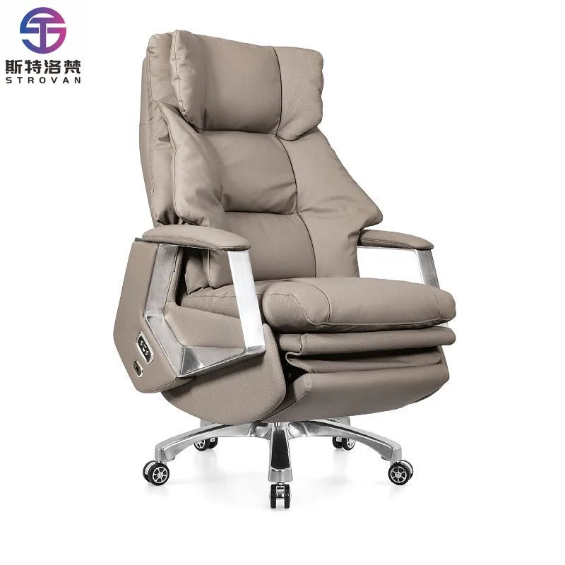 Genuine Leather Electric Office Chair with Massage Lunch Break Function Chairman CEO boss Computer Chair