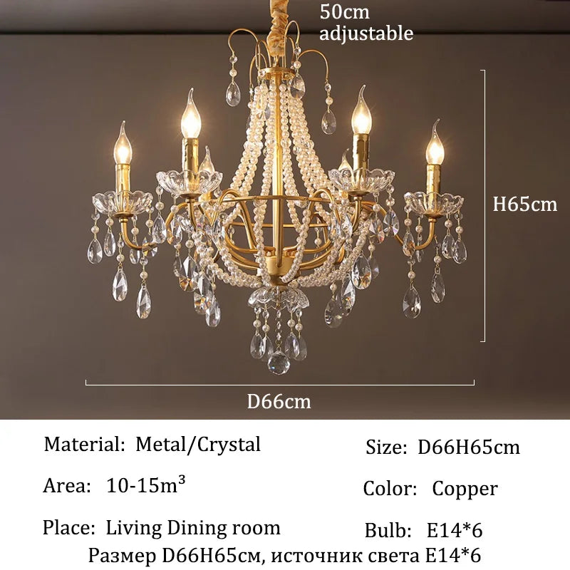 French Luxury Crystal Pendant Lights Ceiling Pendant Lamp Suspension Chandelier for Living Room Chandeliers Ceiling Light Lustre