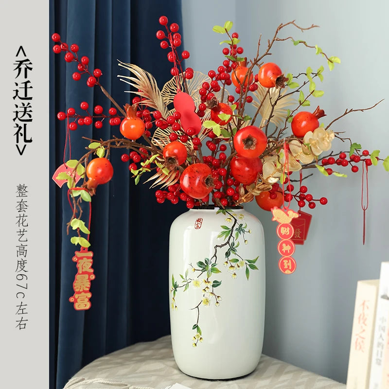 Chinese ceramic vase ornament, living room entrance floral art, home hydroponics creative simple round housewarming gift flower