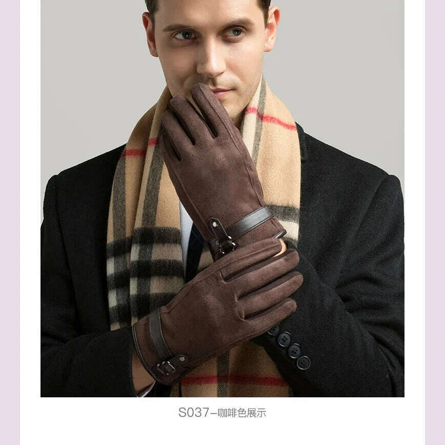 KIMLUD, BISON DENIM Winter Men's Cycling Gloves Outdoor Running Motorcycle Touch Screen Fleece Gloves Non-slip Warm Full Fingers Mittens, KIMLUD Womens Clothes