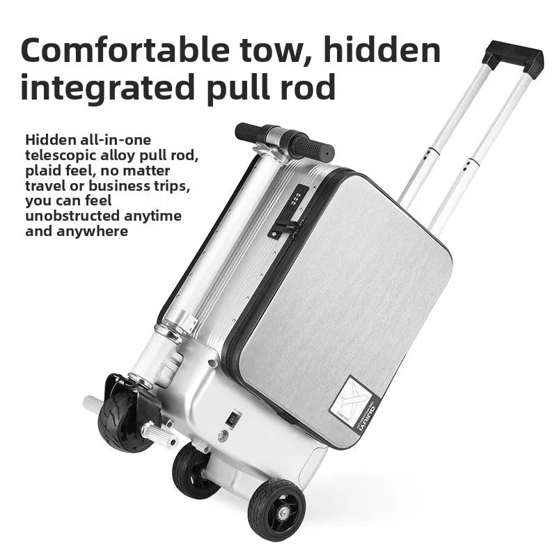 Electric Suitcase Scooter 20 Inch Front-Open — Silver | KIMLUD