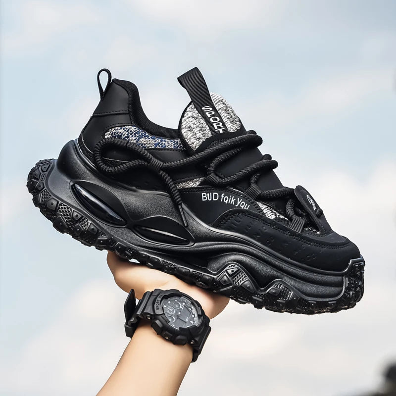 Thick Sole Heightened Comfortable Breathable Sports Shoes 2025 Autumn New Men's Casual Footwear Mesh Anti Slip Running Sneakers