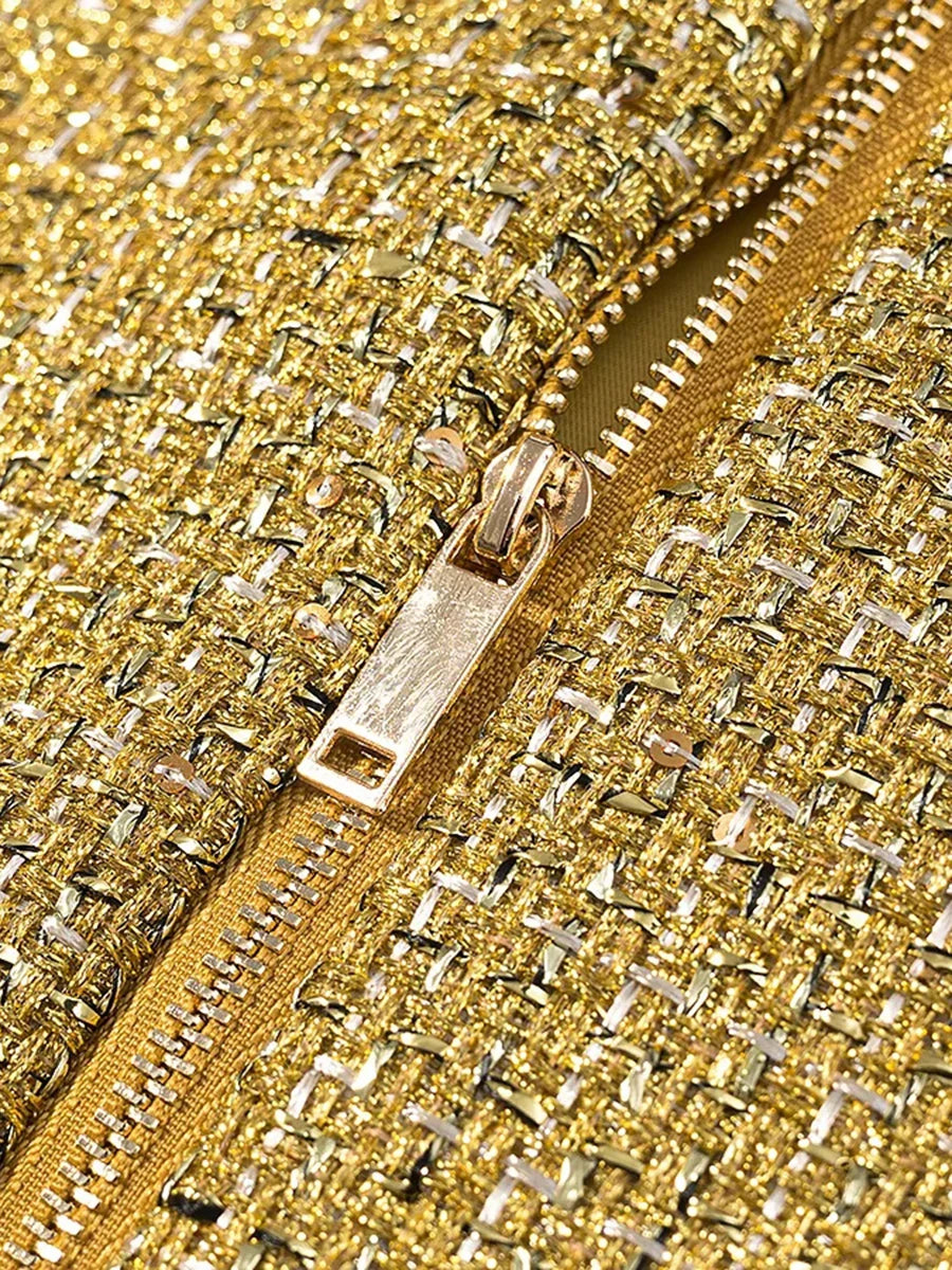 Luxurious Elegant Gilded Solid Wrap Top — Gold | KIMLUD