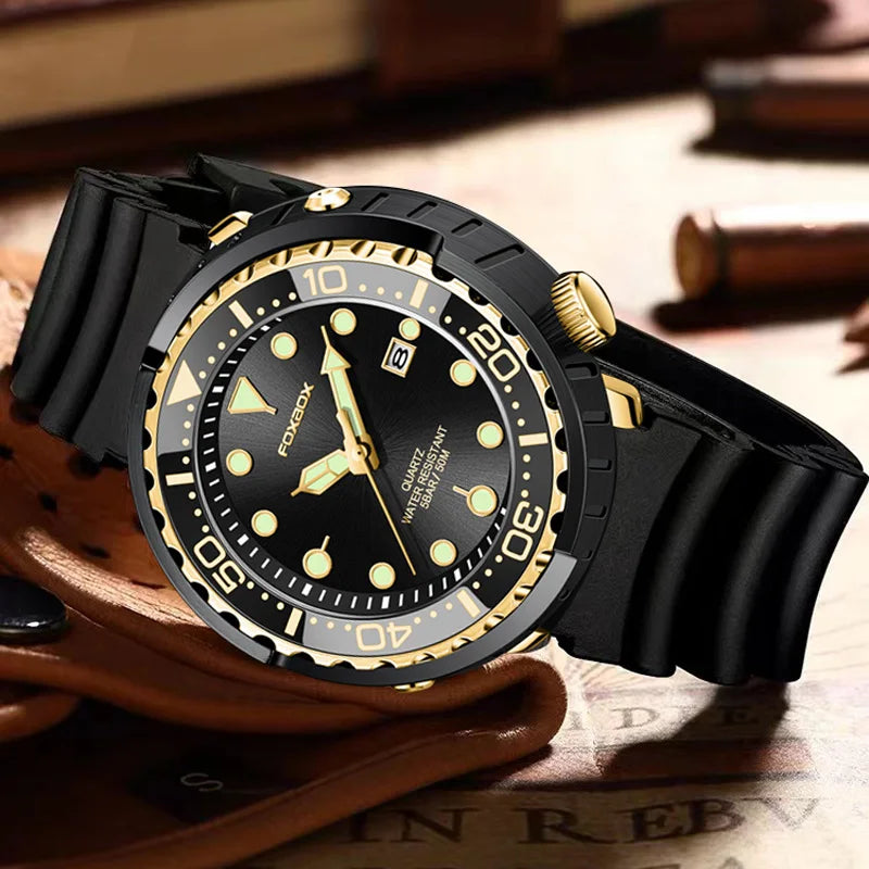 New Watch For Men Fashion Silicone Belt Chronograph Sport Wristwatch 50M Waterproof Luminous Dive Male Clocks Relogio Masculino