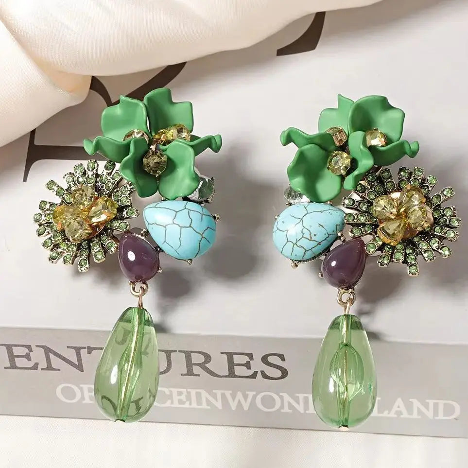Geometric Zinc Alloy Earrings Water Drop Long — Clear | KIMLUD