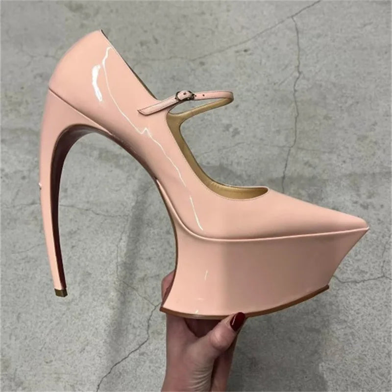 Butterfly-Knot Ankle Strap Pumps Platform — Black | KIMLUD