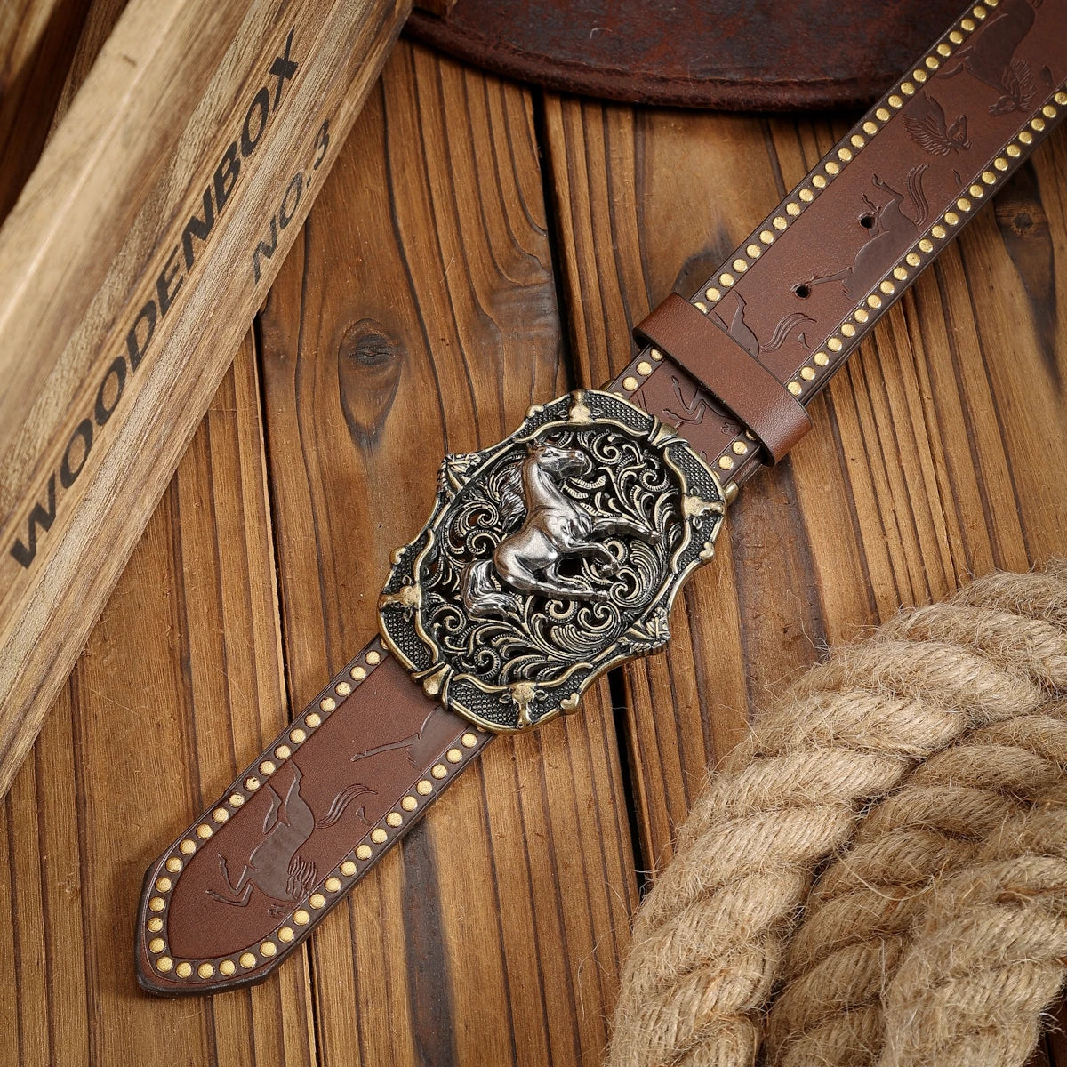 KIMLUD, A unisex Western-style PU belt with buckles, Bohemian style, casual and retro, suitable for daily wear when going out, KIMLUD Womens Clothes