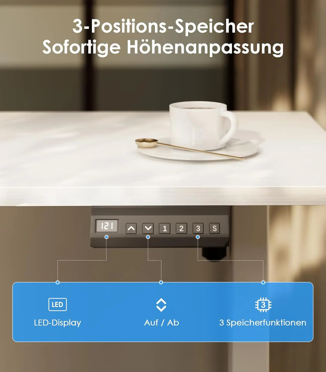 OffiGo L-Shaped Height Adjustable desk 180x140 cm desk Height Adjustable Electric White