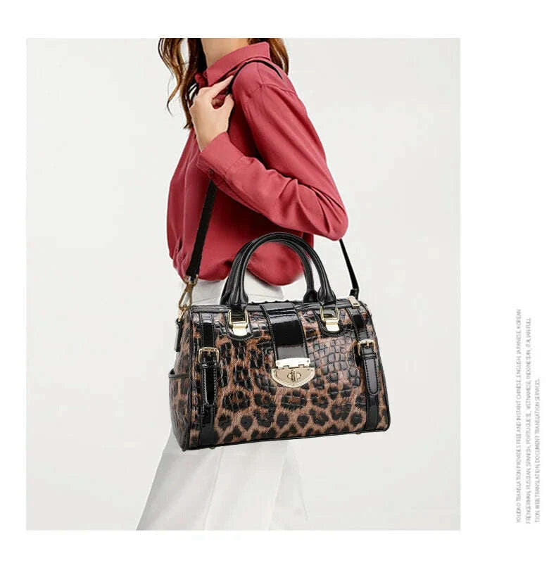 KIMLUD, Aidrani A Trendy Leopard Print WOMEN'S Handbag Made of Glossy Material Waterproof and Scratch Resistant Technology and High-qua, KIMLUD Womens Clothes