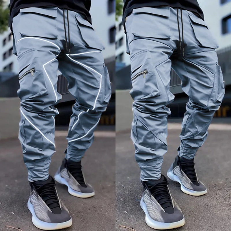 Patchwork Cargo Jogger Trousers Multi Pocket — Black And White Patchwork | KIMLUD