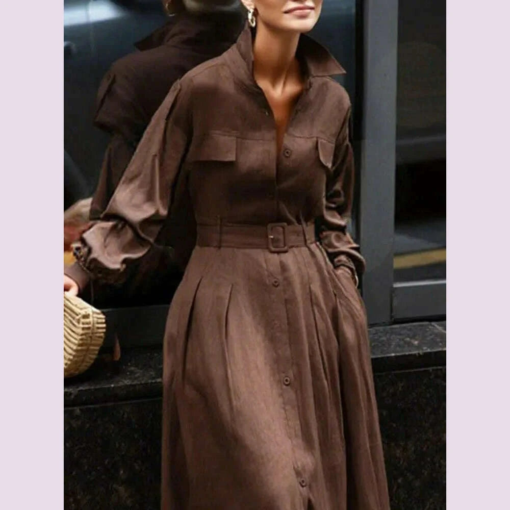 gymystars-long-sleeve-dress-woman-fall-2025-lapel-shirt-dress-fashion-loose-pleated-belt-decoration-casual-button-maxi-dresseskimlud-womens-fashion-34621150