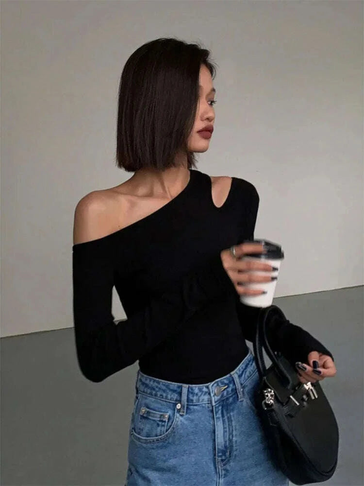 fashion-skew-collar-off-shoulder-long-sleeved-t-shirts-women-spring-new-solid-slim-fit-crop-top-sexy-hollow-out-tees-shirtskimludkimlud-35560442