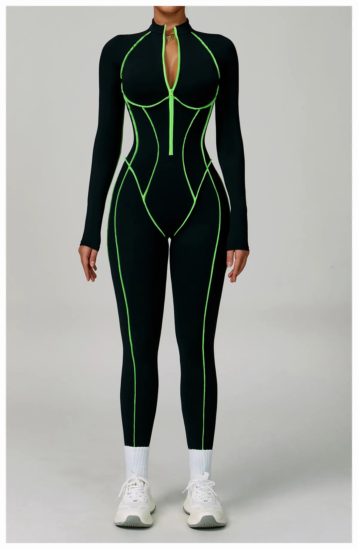 Yoga Bodysuits Women  Breathable Workout Sets Gym Clothes Push Up Fitness Running Sportwear Sexy Zipper Leggings Suit