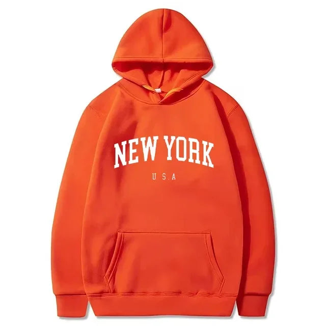 Hoodies – City Letter Graphic – Polyester – Loose Casual | KIMLUD