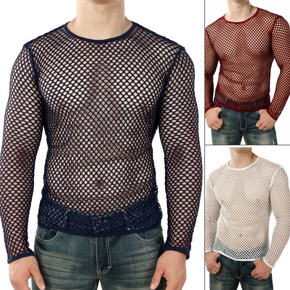 Men's Mesh T Shirt – See-Through Mesh – Polyester | KIMLUD