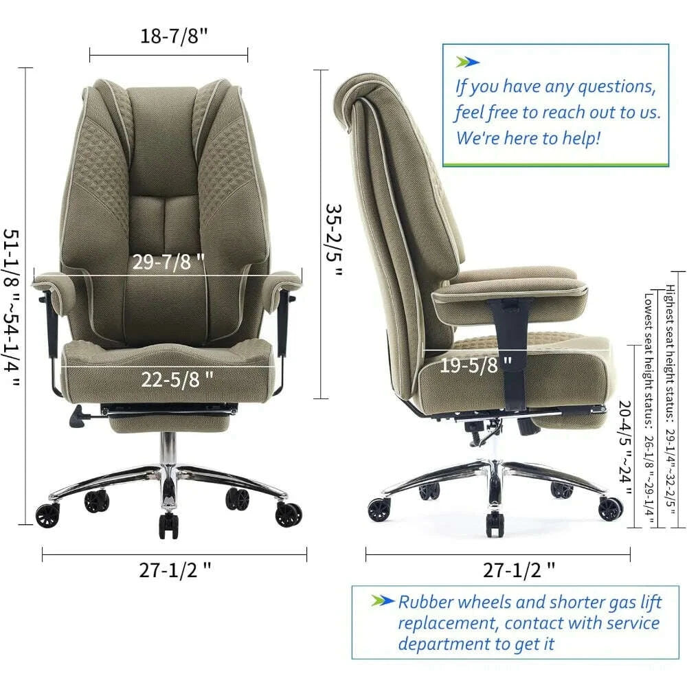 KIMLUD, big and tall office chair 400lbs wide seat, leather high back executive office chair with foot rest, ergonomic chairs lumbar sup, KIMLUD Womens Clothes