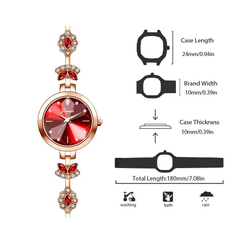 Luxury Woman Wristwatch Steel Green Rhinestone Waterproof Quartz Hand Clock Gift for Her Pointer Ladies Bracelet Watch Diamond