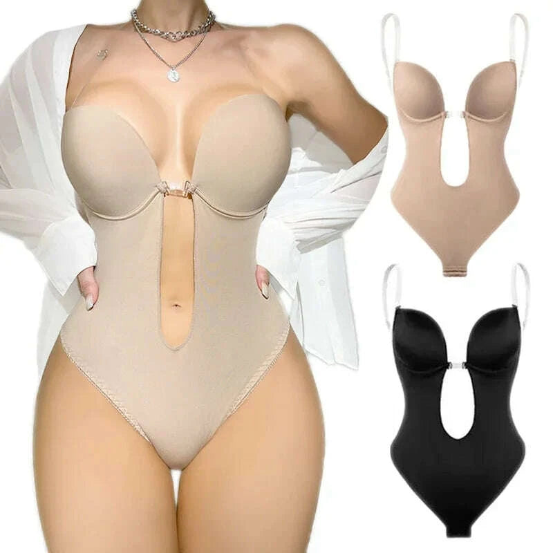 KIMLUD, Women Full Body Shaper Bra Backless Bodysuit Thong Invisible Shapers Tummy Control Shapewear Girdles Sheath Slimming Underwear, KIMLUD Womens Clothes