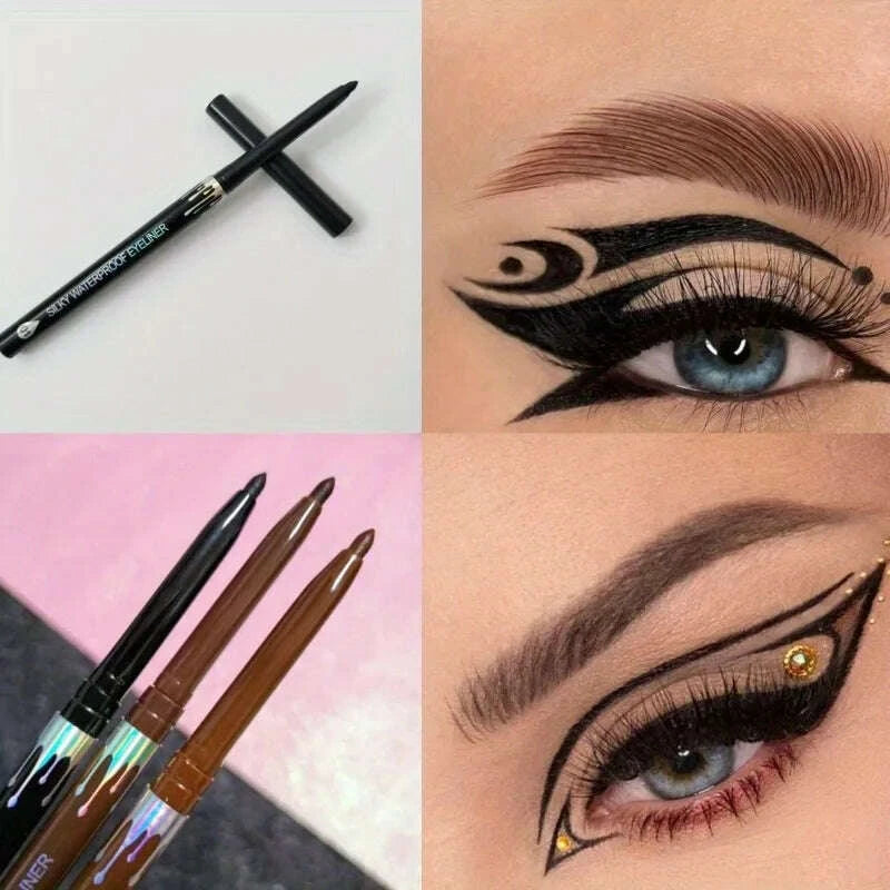 KIMLUD, Waterproof Black Brown Eyeliner Gel Pencil Ultra-fine Matte Smooth Quick Dry Non-Smudge Easy Wear Eyeliner Pen Makeup for Eyes, KIMLUD Womens Clothes