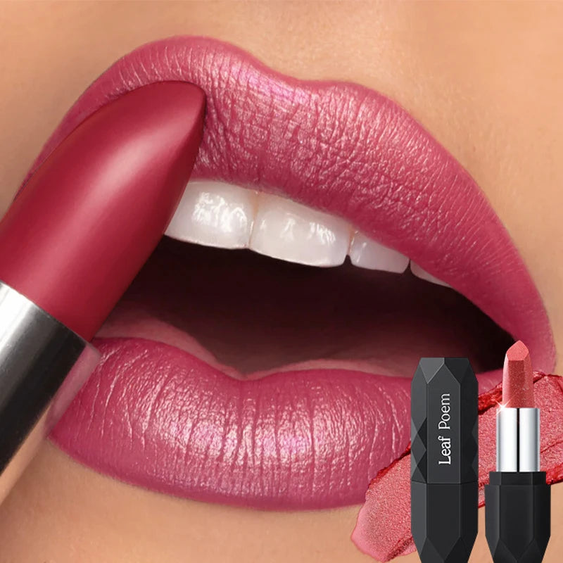Pearlescent Glitter Matte Lipstick Diamond Shine — Nude Pink | KIMLUD