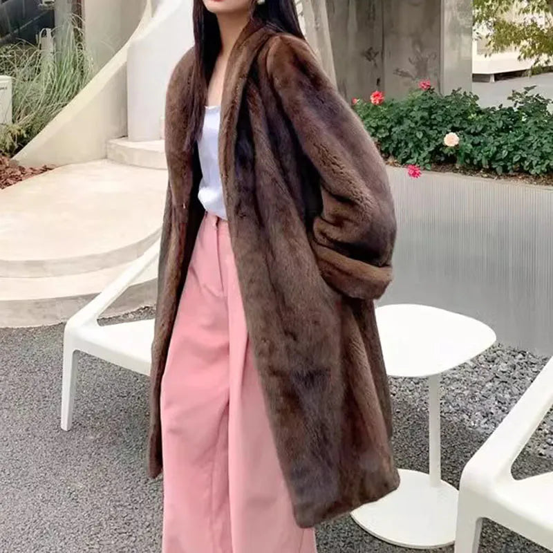 High Quality Fur Coat Imitating Fox Fur Women's Fur Coat 2025 New Winter Thick Temperament Mink Fur Leisure Women's Fur Coat 624