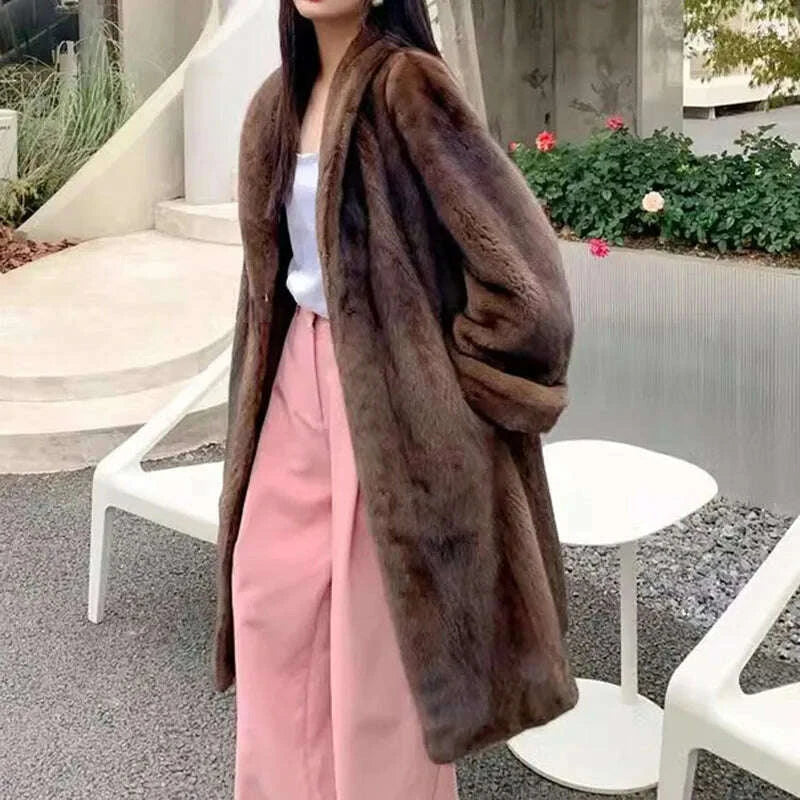 KIMLUD, High Quality Fur Coat Imitating Fox Fur Women's Fur Coat 2025 New Winter Thick Temperament Mink Fur Leisure Women's Fur Coat 624, KIMLUD Womens Clothes