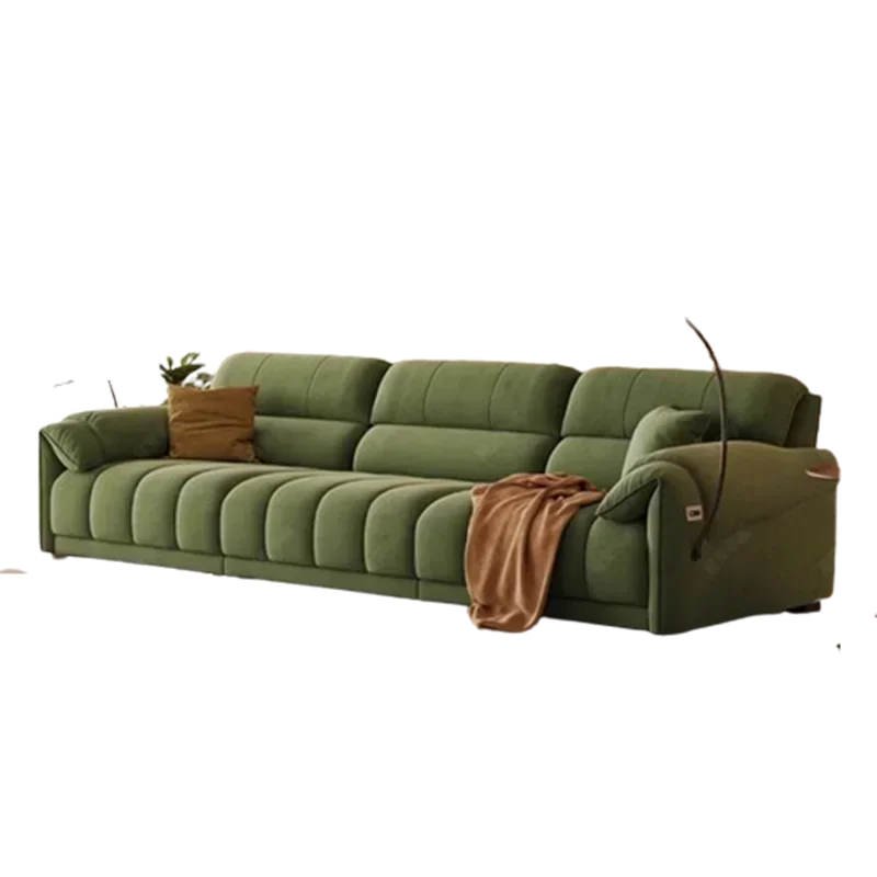Sleek Scandinavian Fabric Solid Sofas — Green | KIMLUD