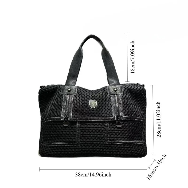 Bags & Handbags Large Capacity Nylon Tote Mesh Quilted — Black | KIMLUD