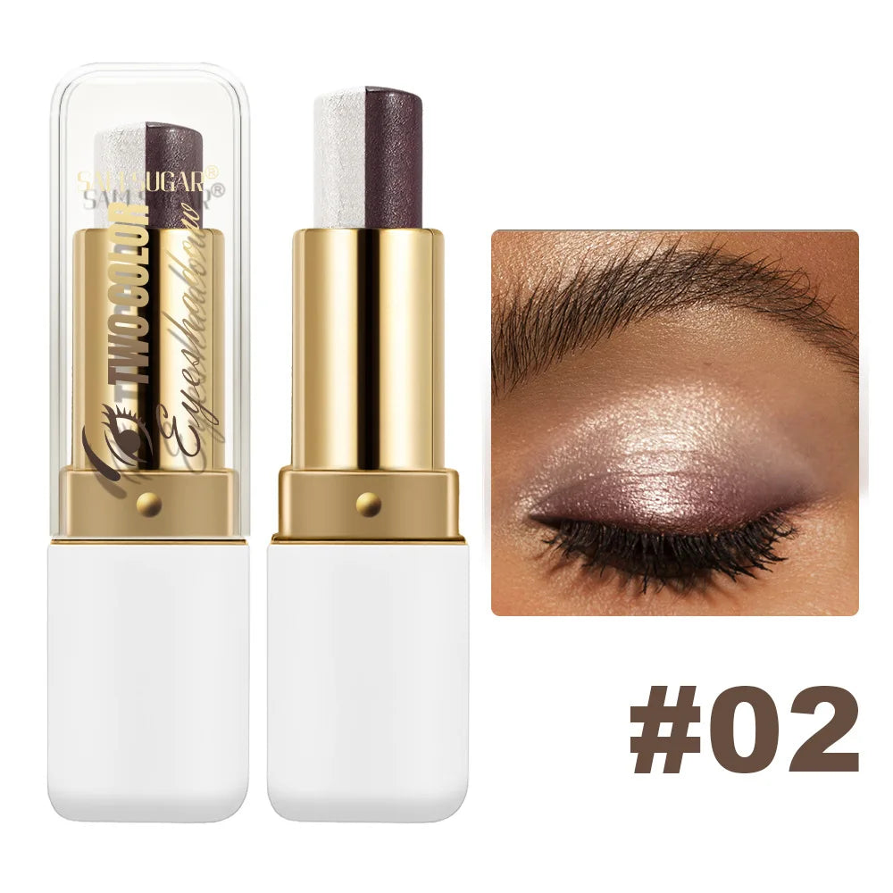 Double Color Eyeshadow Stick Glitter Highlight Shadow Stick Eye Makeup Waterproof Lasting Shimmer Metallic Eyeshadow Makeup