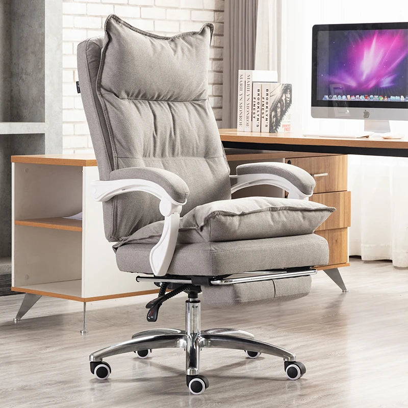 Linen Upholstered Executive Chair With 360 Degree Swivel And Lockable Wheels — Black | KIMLUD