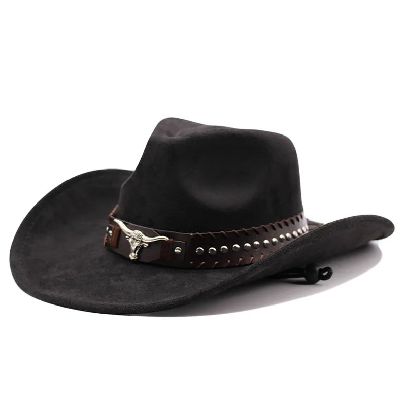 Felt Western Cowboy Hat With Bullhead Rivets — Sand | KIMLUD