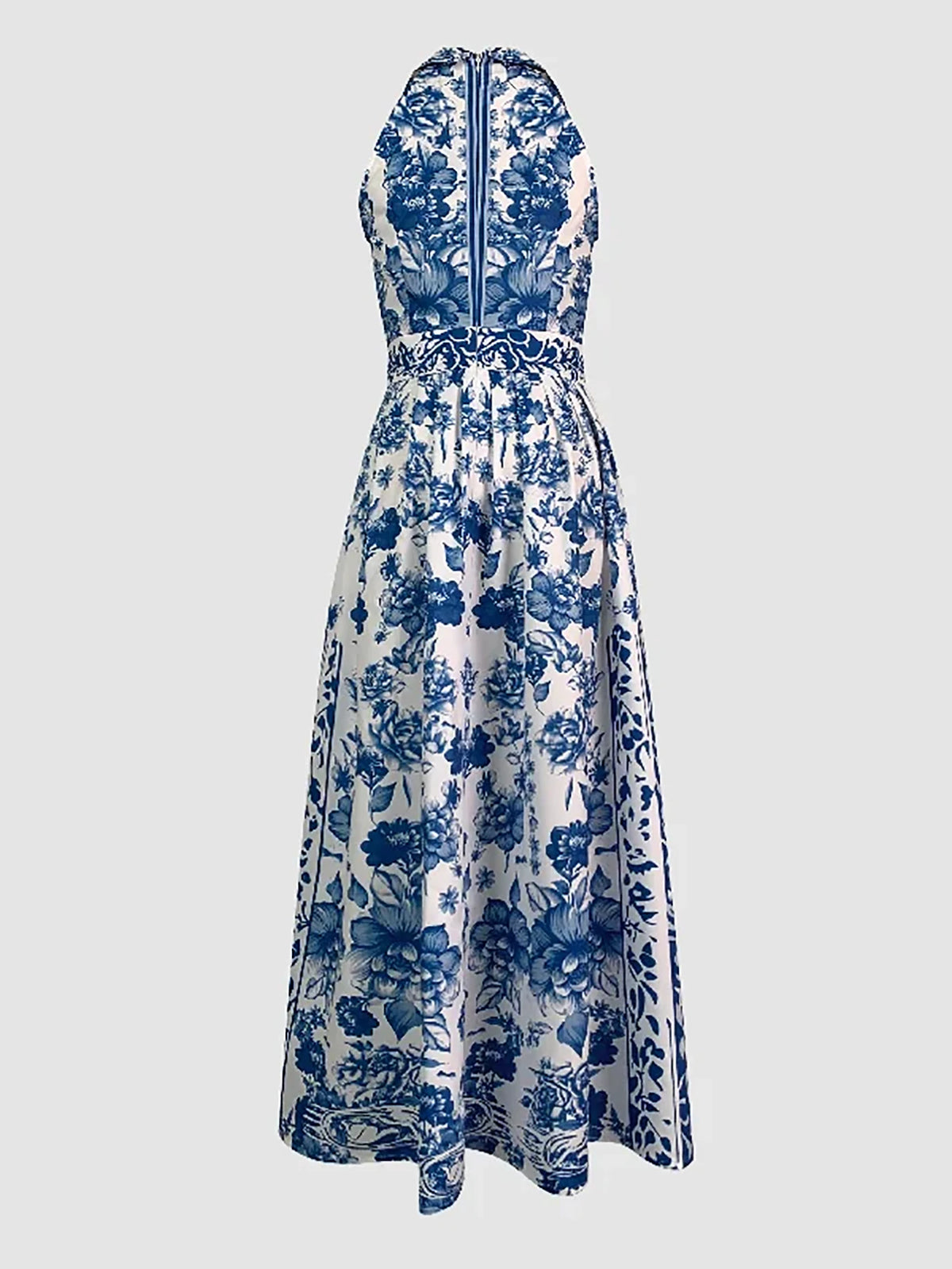 Polyester Dresses Halter Sleeveless Floral Print — Multi | KIMLUD