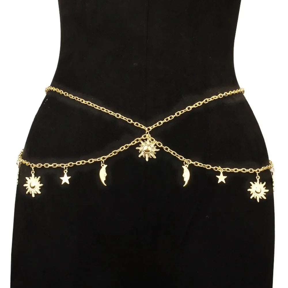 Metal Waist Chain Belt Punk Hip Hop Style — Gold | KIMLUD