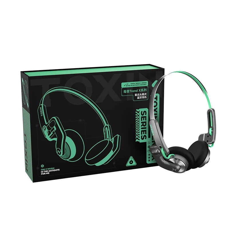 KIMLUD, TOXIN Trend X Retro Wireless Bluetooth Headphones Over-Ear Lightweight Foldable with Microphone Comfortable Earpads for Music, KIMLUD Womens Clothes