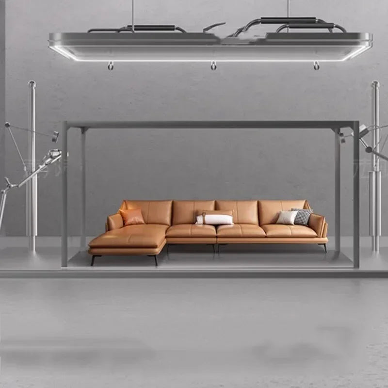 European Designer Leather Sofa Set Double Living Room Sofas With Foot Stool — Charcoal | KIMLUD