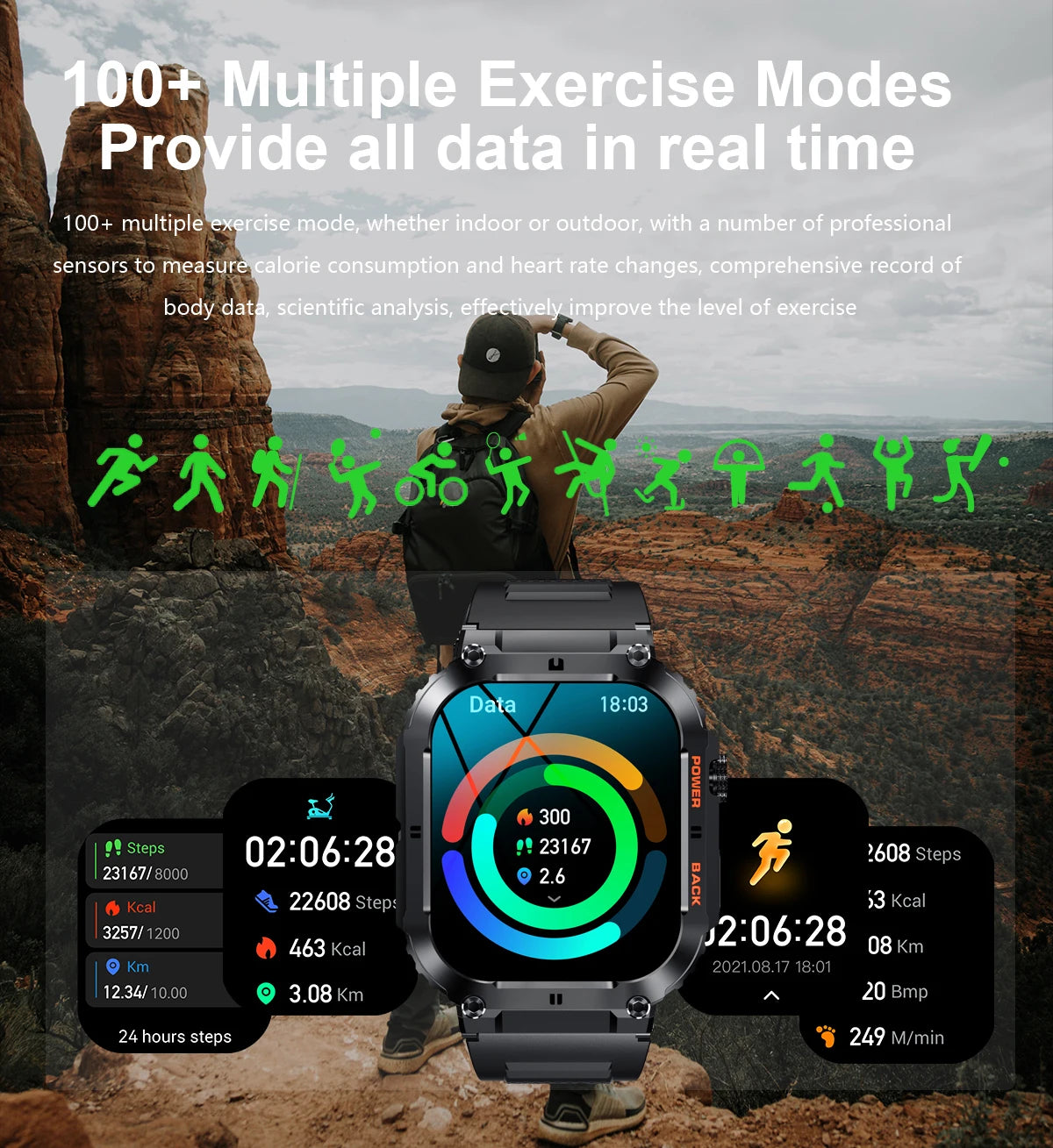 2024 Smart Watch Men's New Bluetooth Call 1.96-inch IPS Square Screen Full View Full Day Heart Rate Detection Sports Smart Watch