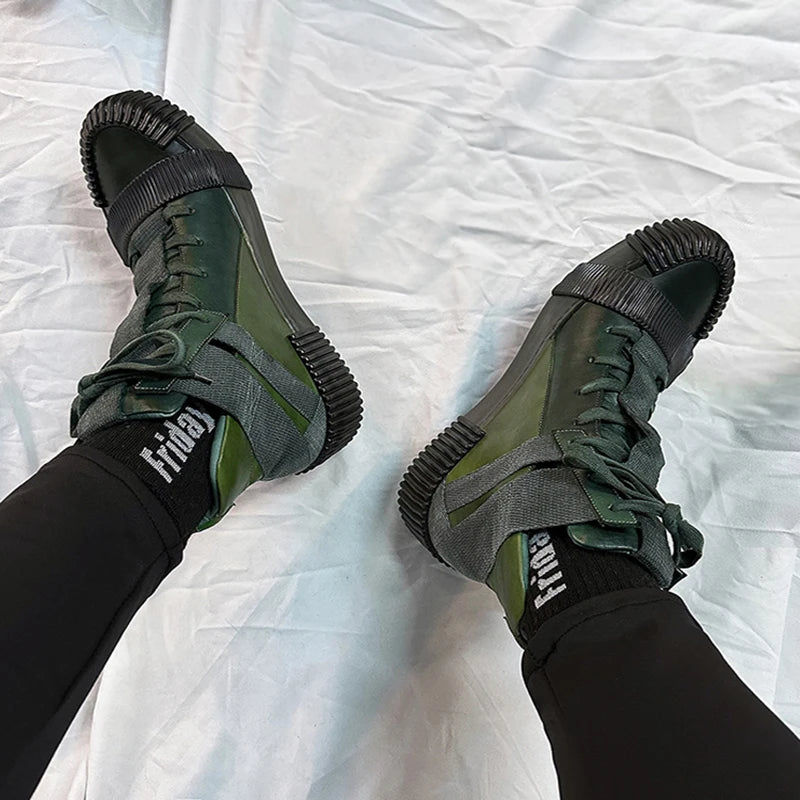 Original Design Pure Handmade BBS Customized Nappa Leather Goodyear Patchwork High Top Luxury Retro Hip Hop Artistic Boots