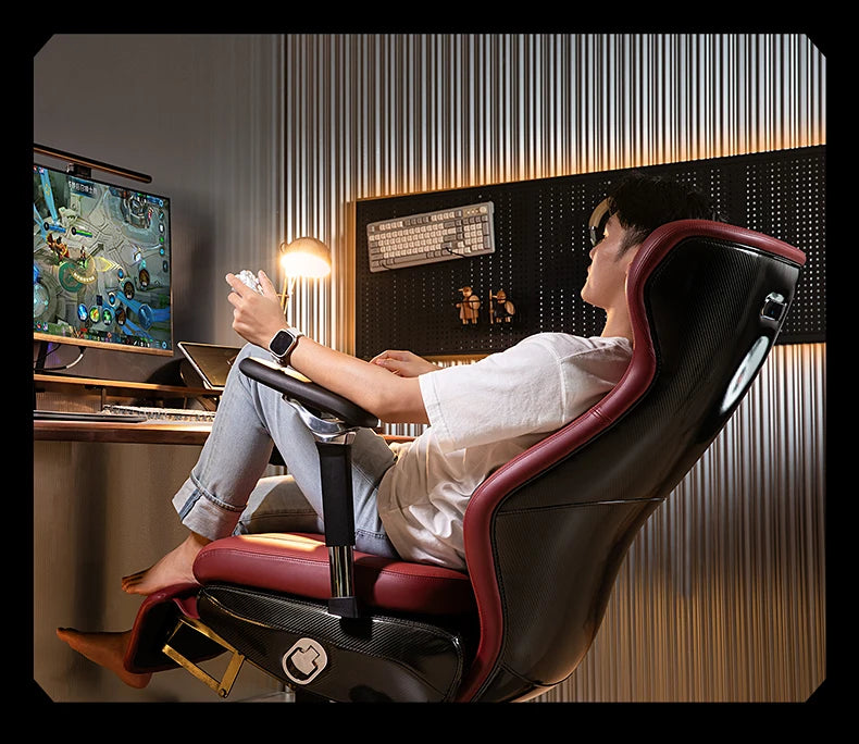 Leather Solid Ergonomic Gaming Chair — Black | KIMLUD