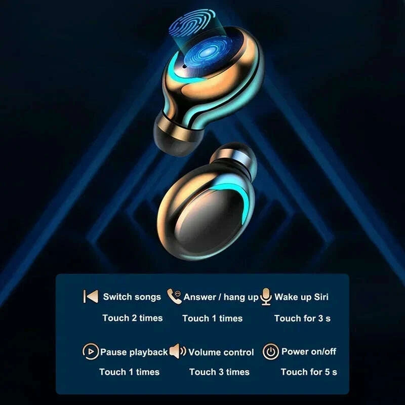 KIMLUD, F9 Bluetooth Headphones 9D Stereo High Bass Sport Earphones Touch Control TWS Wireless Earbuds Waterproof Handsfree Headset, KIMLUD Womens Clothes