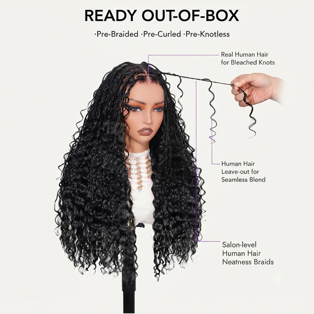 Lace Front Wig – Knotless Braids – Remy Hair – Transparent | KIMLUD