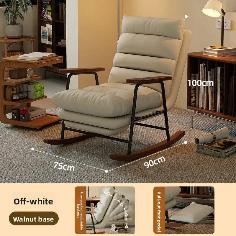 Modern Adjustable Backrest Leisure Living Room Chairs Luxury Rocking Chair for Bedroom Small Apartment Armchair Home Furniture